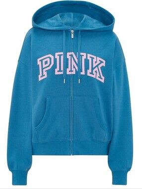 PINK CAMPUS FLEECE FULL ZIP NEW XXS MSRP $59.95 Blue & Pink Summer 2026 Oversize